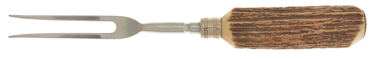 Sterling Stag Flatware Small Steak Carving Fork with Stainless Prongs by Unknown Mfg Silver-1