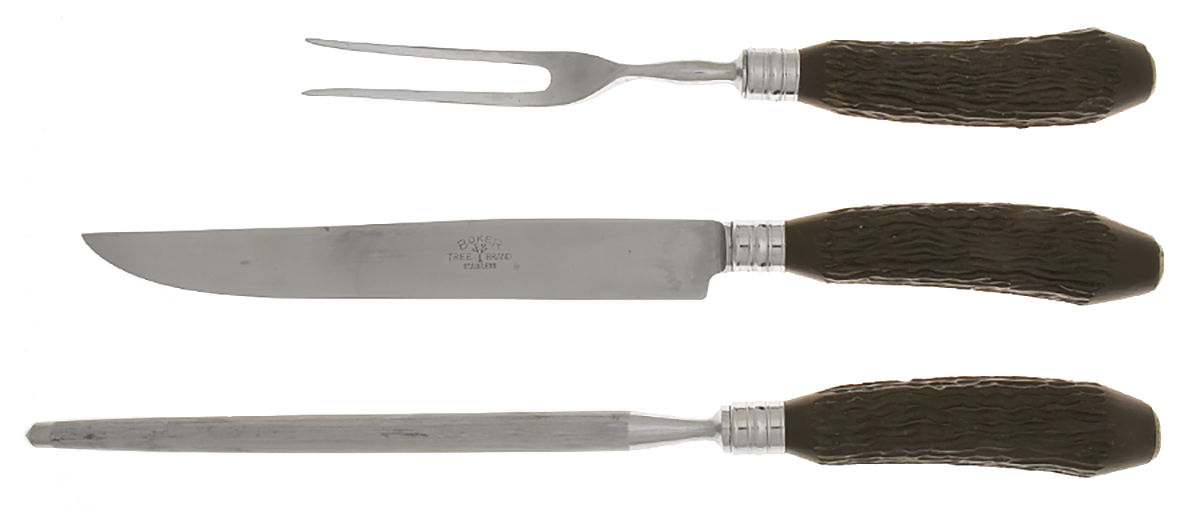 Sterling Stag Flatware Large 3-Piece Roast Carving Set w/Stainless Blade by Unknown Mfg Silver-1