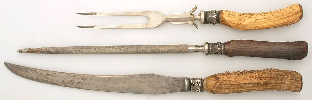Sterling Stag Flatware Small Steak 3-Piece Carving Set with Stainless Blade by Unknown Mfg Silver-1