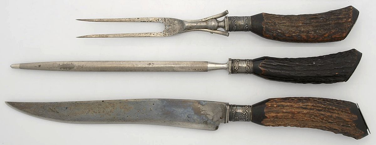 Sterling Stag Flatware Large 3-Piece Roast Carving Set with Stainless Blade by Unknown Mfg Silver-1