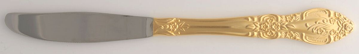 Springtime (Gold Electroplate) Modern Solid Knife by Unknown Mfg Silver-1