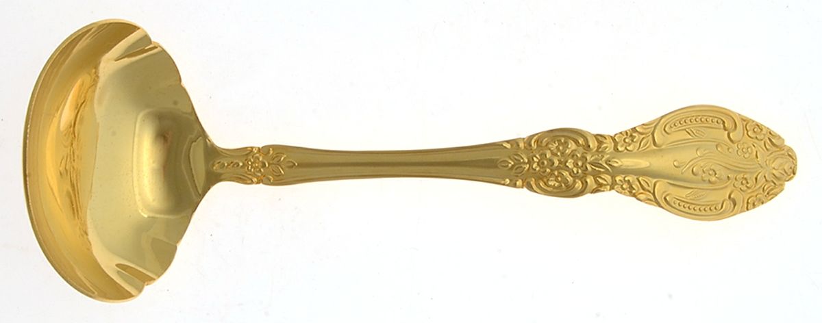 Springtime (Gold Electroplate) Solid Gravy Ladle by Unknown Mfg Silver-1