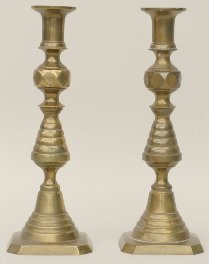 England Brass Hollowware Pair of 9" Candlesticks by Unknown Manufacturer-1