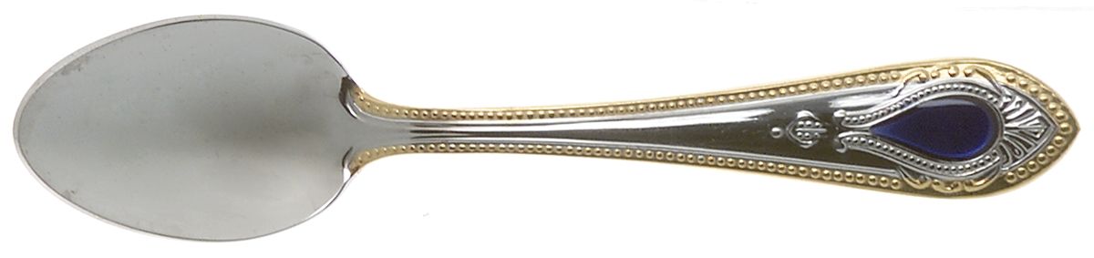 UNF1541 (Stainless, Gold Accent, Blue Cameo) Demitasse Spoon by Unknown Mfg Silver-1