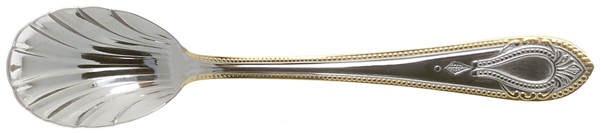 UNF1541 (Stainless, Gold Accent, Plain Cameo) Sugar Shell Spoon by Unknown Mfg Silver-1