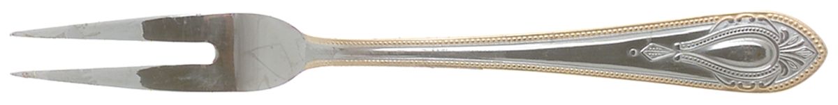 UNF1541 (Stainless, Gold Accent, Plain Cameo) Small 2-Tine Cold Meat Serving Fork by Unknown Mfg Silver-1
