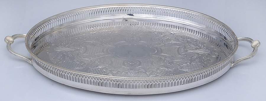 England Silverplate Hollowware 16" Gallery Tray by Unknown Manufacturer-1