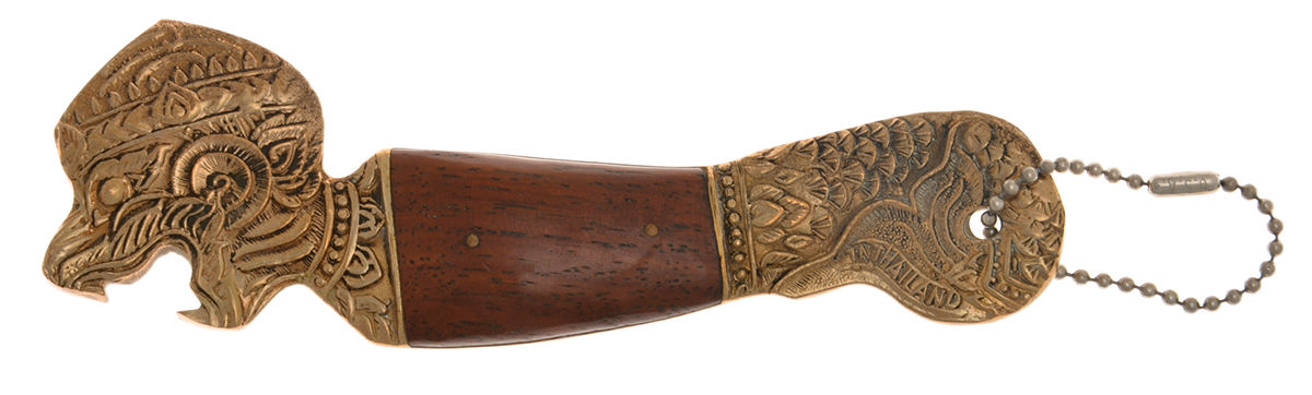 Siam-Brown (Brass)-Brown Handle Solid Bottle Opener by Unknown Mfg Silver-1