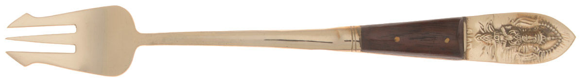 Siam-Brown (Brass)-Brown Handle Long Handle Pickle/Olive Fork by Unknown Mfg Silver-1