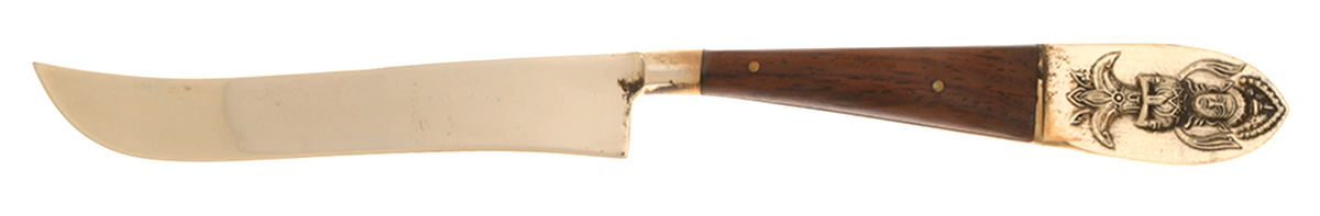 Siam-Brown (Brass)-Brown Handle Individual Steak Knife Hollow Handle by Unknown Mfg Silver-1