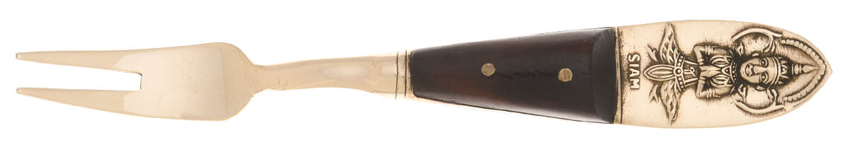 Siam-Brown (Brass)-Brown Handle Individual Solid Fruit Fork by Unknown Mfg Silver-1