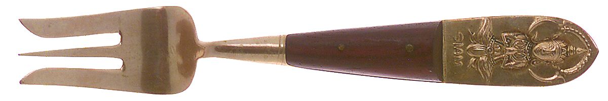 Siam-Brown (Brass)-Brown Handle Individual Salad Fork by Unknown Mfg Silver-1