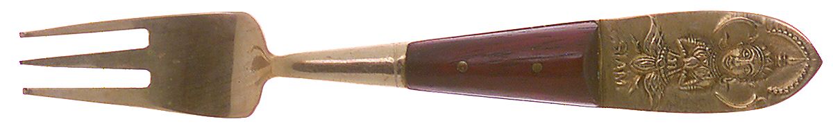 Siam-Brown (Brass)-Brown Handle Cocktail/Seafood Fork by Unknown Mfg Silver-1