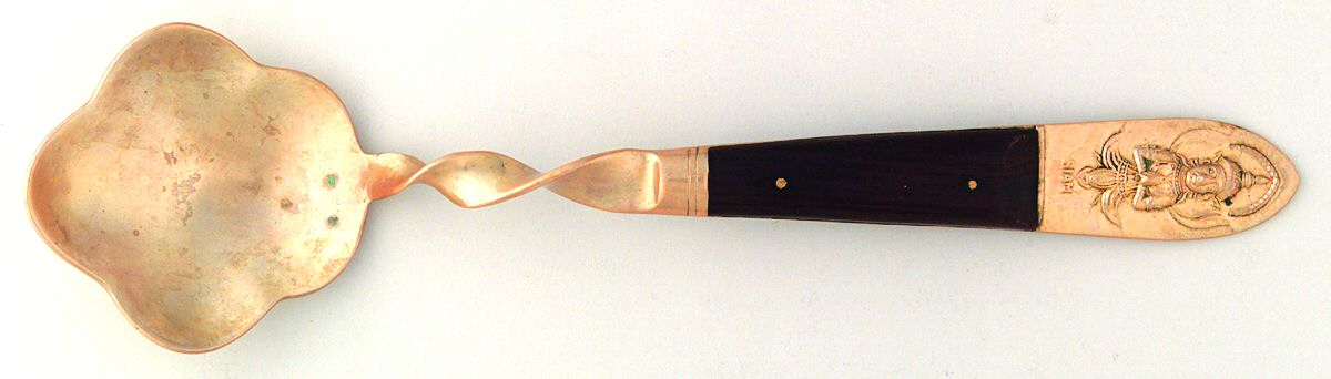 Siam-Brown (Brass)-Brown Handle Large Jelly Spoon by Unknown Mfg Silver-1