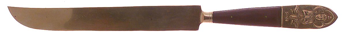 Siam-Brown (Brass)-Brown Handle Large Stainless Blade Roast Carving Knife by Unknown Mfg Silver-1