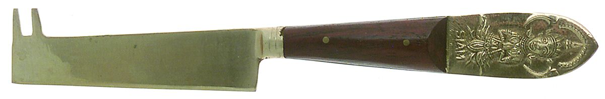Siam-Brown (Brass)-Brown Handle Solid Cheese Serving Pick by Unknown Mfg Silver-1