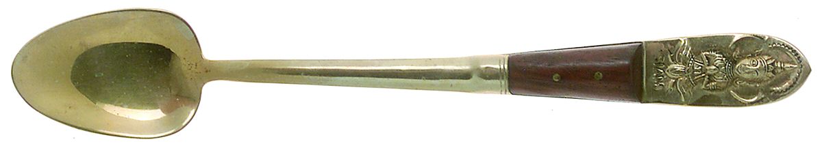 Siam-Brown (Brass)-Brown Handle Iced Tea Spoon by Unknown Mfg Silver-1