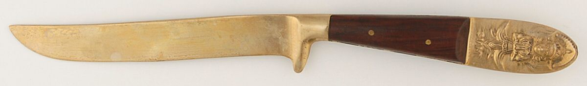 Siam-Brown (Brass)-Brown Handle Individual Solid Handle Steak Knife by Unknown Mfg Silver-1