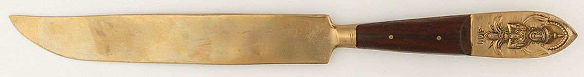 Siam-Brown (Brass)-Brown Handle Small Steak Carving Knife with Stainless Blade by Unknown Mfg Silver-1