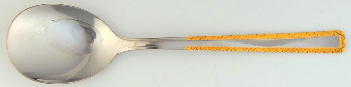 UNF1524GO (Stainless, Gold Accent) Solid Salad Serving Spoon by Unknown Mfg Silver-1