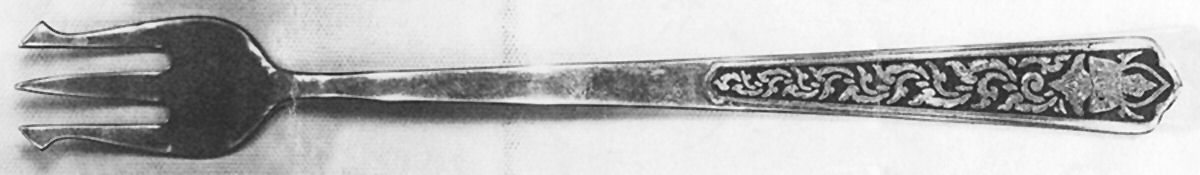 Siam-Fanco (Bronzeware) Long Handle Pickle/Olive Fork by Unknown Mfg Silver-1