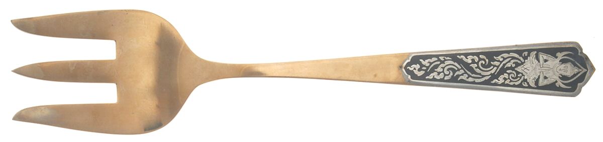 Siam-Fanco (Bronzeware) Solid Serving Fork by Unknown Mfg Silver-1