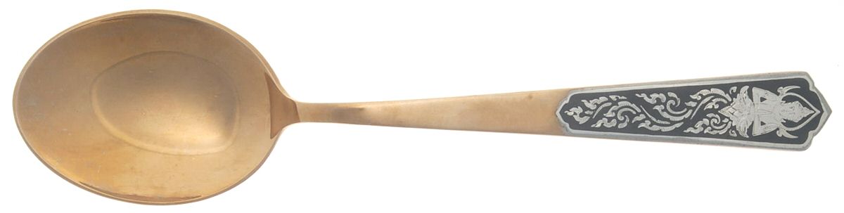 Siam-Fanco (Bronzeware) Solid Serving Spoon by Unknown Mfg Silver-1