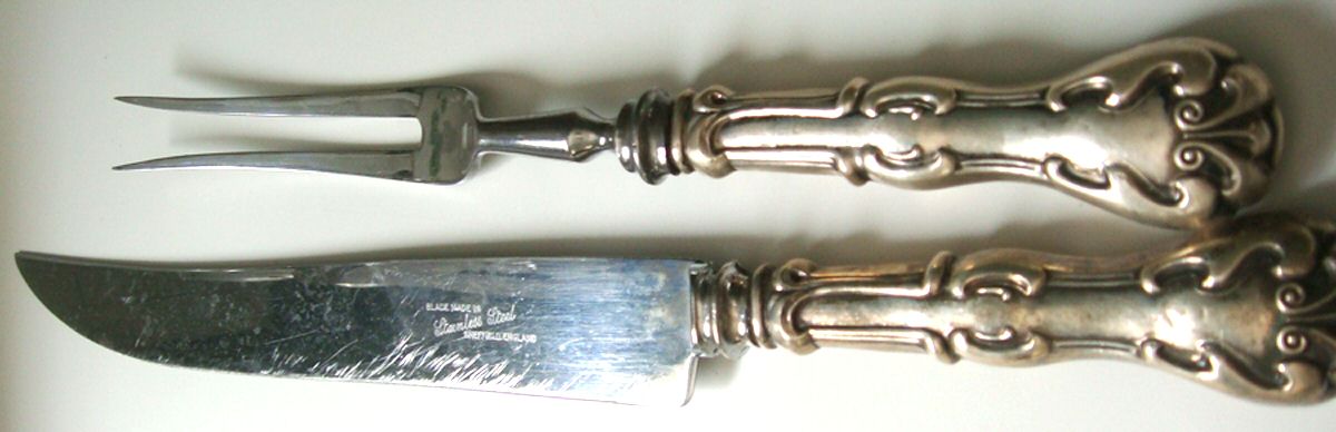 UNF1199 (Sterling) Large 2-Piece Roast Carving Set w/Stainless Blade by Unknown Mfg Silver-1