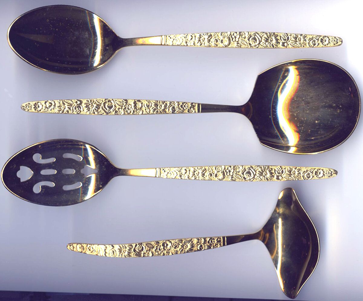 UNF1202 (Gold Electroplate) Tablespoon (Serving Spoon) by Unknown Mfg Silver-1