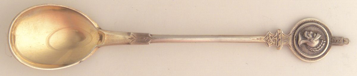 Medallion (Coin) Ice Cream Spoon Bright Cut by Unknown Mfg Silver-1