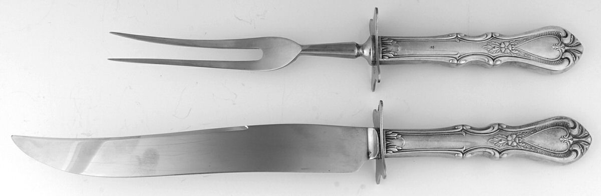 UNF1877 (Sterling) Large 2-Piece Roast Carving Set w/Stainless Blade by Unknown Mfg Silver-1