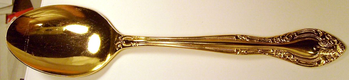 UNF1233 (Stainless, Gold Electroplate) Teaspoon by Unknown Mfg Silver-1