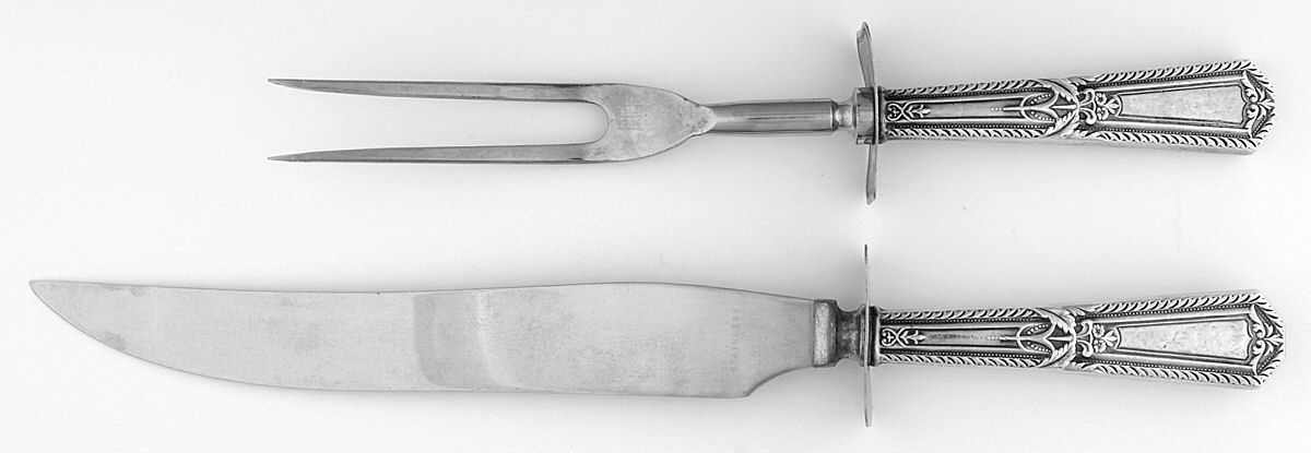 UNF1234 (Sterling) Large 2-Piece Roast Carving Set w/Stainless Blade by Unknown Mfg Silver-1