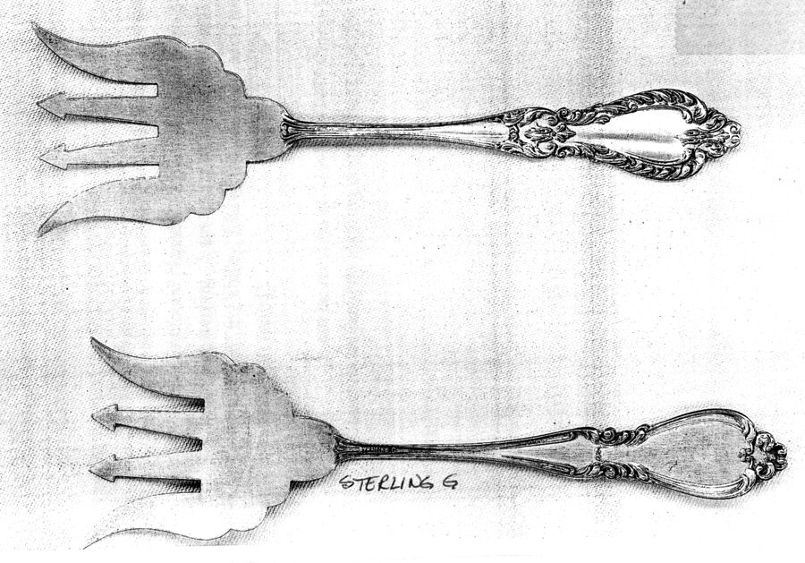 UNF1237 (Sterling) Small Solid Tined Sardine Serving Fork by Unknown Mfg Silver-1
