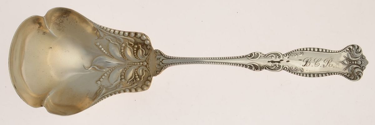UNF1246 (Sterling) Preserve Spoon with Monogram by Unknown Mfg Silver-1