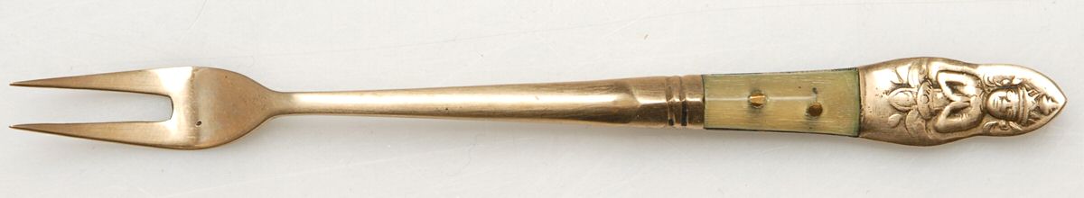 UNF1883 (Brass) Cocktail/Seafood Fork by Unknown Mfg Silver-1