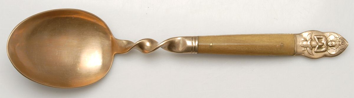 UNF1883 (Brass) Solid Salad Serving Spoon by Unknown Mfg Silver-1