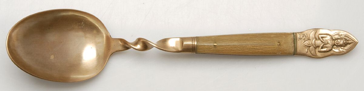 UNF1883 (Brass) Solid Serving Spoon by Unknown Mfg Silver-1