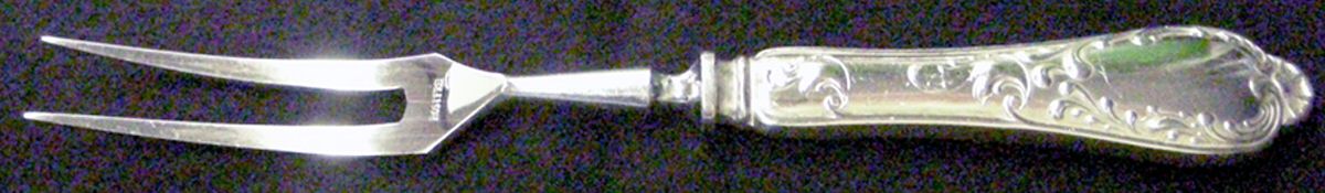 Unf1894 (Silverplate) Small Steak Carving Fork with Stainless Prongs by Unknown Mfg Silver-1