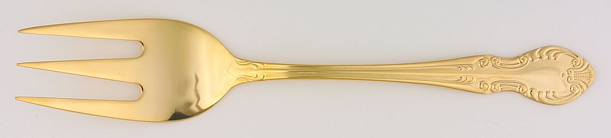 UNF1272 (Gold Electroplate) Medium Solid Cold Meat Serving Fork by Unknown Mfg Silver-1