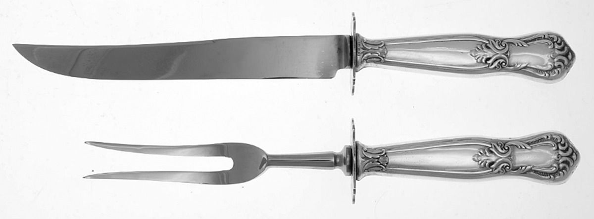 UNF1276 (Sterling) 2 Piece Small Carving Set W/ Sterling Guard by Unknown Mfg Silver-1