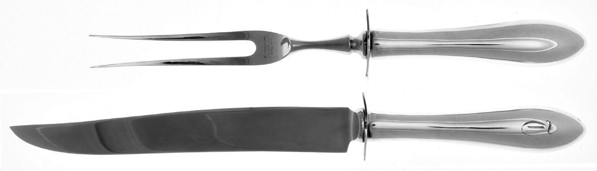 UNF1279 (Sterling) 2 Piece Small Carving Set W/ Sterling Guard by Unknown Mfg Silver-1