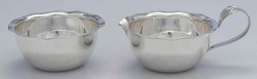Netherlands Sterling Hollowware Mini Creamer and Open Sugar Set by Unknown Manufacturer-1