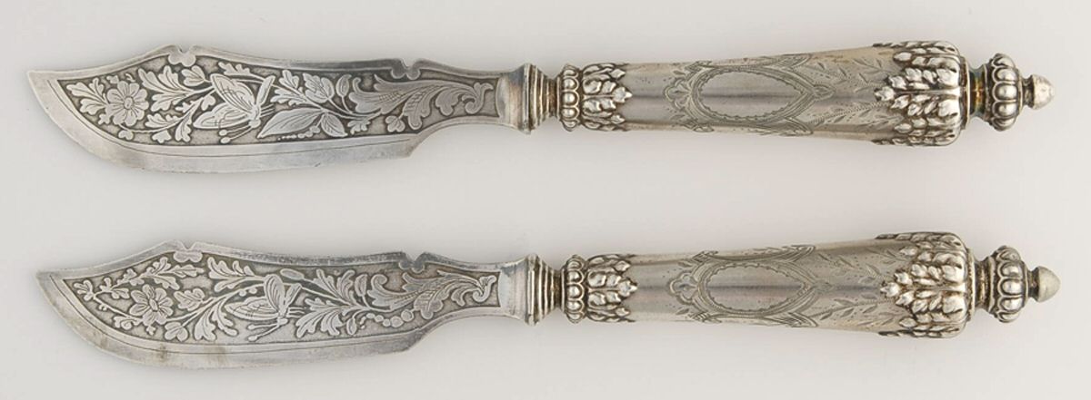 Coin Silver Flatware Set/2 Individual Hollow Handle Fish Knife,Slvp Bld by Unknown Mfg Silver-1