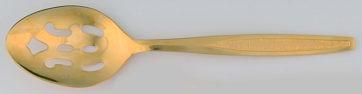 UNF7566 (Gold Electroplate) Pierced Tablespoon (Serving Spoon) by Unknown Mfg Silver-1