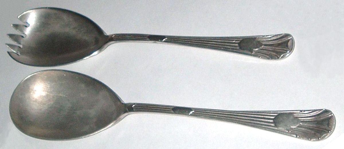 UNF1920 (Silverplate) (2 Pc) Solid Salad Set by Unknown Mfg Silver-1