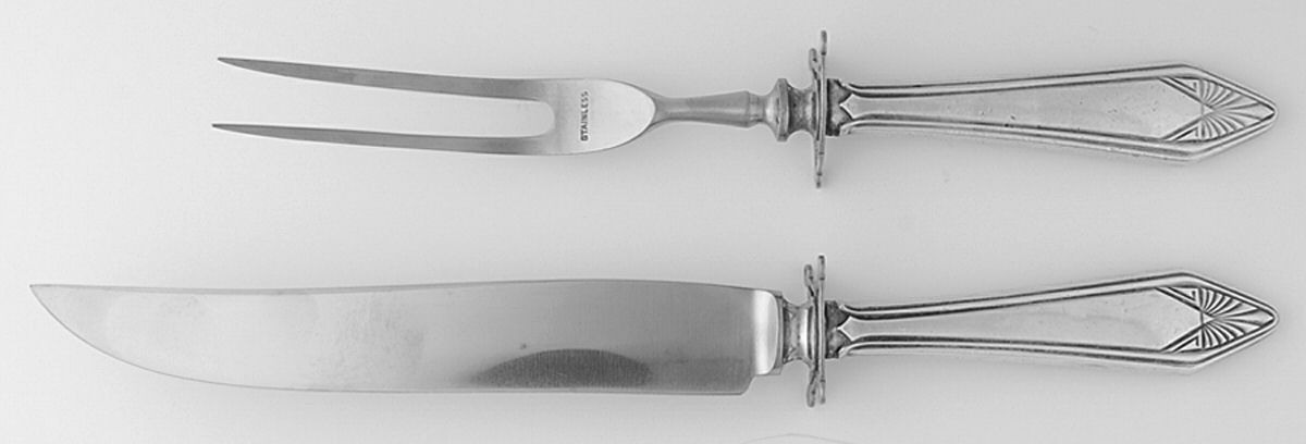 UNF1310 (Sterling) 2 Piece Small Carving Set W/ Sterling Guard by Unknown Mfg Silver-1