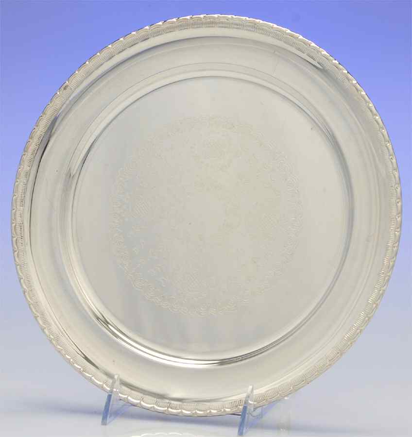 SwedenSilverplate Hollowware 10" Round Tray by Unknown Manufacturer-1