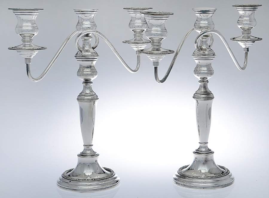 Japan Silverplate Hollowware Pair of 14" 3 Light Candelabra by Unknown Manufacturer-1