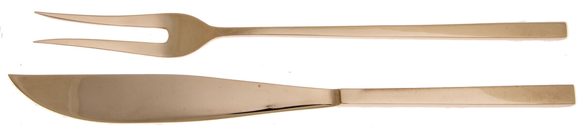 UNF1950 (Brass) Large 2-Piece Roast Carving Set w/Stainless Blade by Unknown Mfg Silver-1